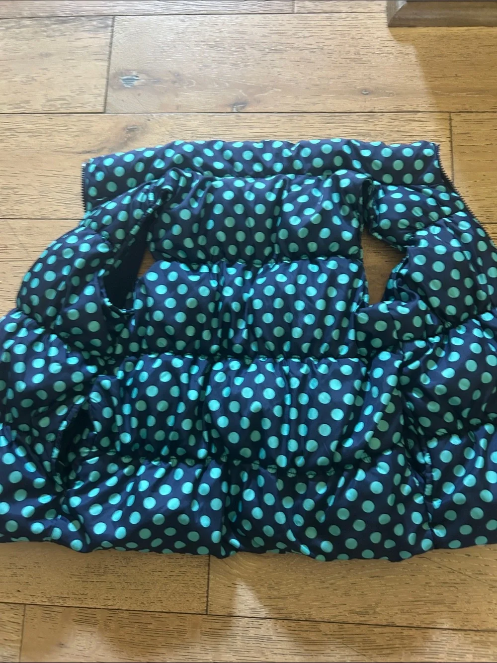 Old Navy Navy Blue Fleece One-Piece with Teal Polka Dot Trim